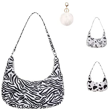 Umhängetasche Damen Handtasche, handtasche vintage, 90s Women's Shoulder Bag, Tasche Kleine Segeltuchtasche y2k Fashion Handtaschen für Frauen Zebra