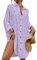 Bsubseach Swimsuit Coverup for Women Bathing Suit Blouse Button Down Shirt Dresses Swiss Dot Purple
