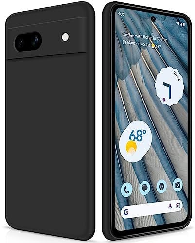 GiiYoon Case Compatible with Google Pixel 7A, Silky-Soft Touch Full-Body Protective Phone Silicone Case, Shockproof Cover with Microfiber Lining, Black