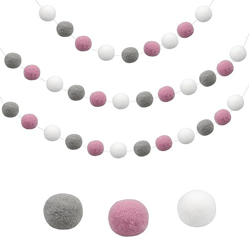 WakiHong 2 Stück Bunte Filzkugeln Girlanden, 2m Pompom Girlanden Filzkette 60 Pom Pom Bälle zum Kinderzimmer Babybett Christbaum Geburtstagsfeier Dekorieren