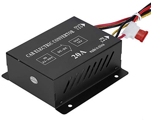 Réducteur de Tension de Voiture, Camion DC 24V à 12V Convertisseur de Puissance Réducteur de Tension de Voiture Onduleur électrique Transformateur Abaisseur (24V à 12v/20A/240W)