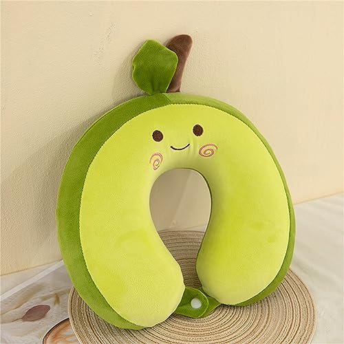 Herfair Avocado-Kissen,Avocado U-förmiges Nackenkissen,Avocado Kissen Kuscheltier,für Reisen, Schlafen, Auto, Zuhause und Büro (Dunkelgrün)
