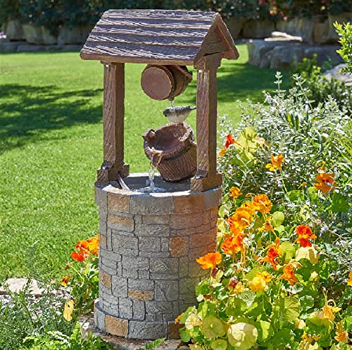 LQSSA Fontaine d'eau de Jardin intérieure/extérieure Fontaine d'eau extérieure à énergie Solaire, Fontaine à Seau à énergie Solaire, Fontaine à Seau Autonome pour terrasse, Patio, Porche, décoration