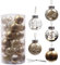 Herfair 30 PCS Weihnachtskugeln Kunststoff Rot Gold Christbaumkugeln Weihnachtsbaumkugeln 6cm Weihnachtsschmuck Baumkugeln Christbaumschmuck Weihnachtsdeko Weihnachten für Weihnachtsbaum (Gold)
