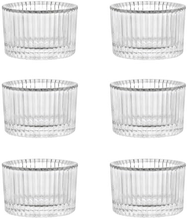 BTGLLAS Set mit 6 transparenten Teelichthaltern aus Glas, 5,1 x 3,6 cm, kleine Votivkerzenhalter für Tischdekoration und Hochzeitsdekoration, Party und Zuhause, Weihnachten, Jahrestag (6, transparent)