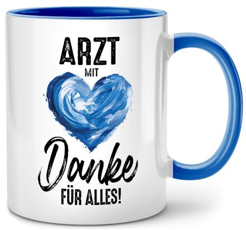 Seness Arzt mit Herz Danke für Alles, Arzt Geschenk für Arzt als Dankeschön, Tasse mit Spruch, Doktor Geschenke für Ärzte, Ärztin Arztpraxis Praxiseröffnung (Blau)