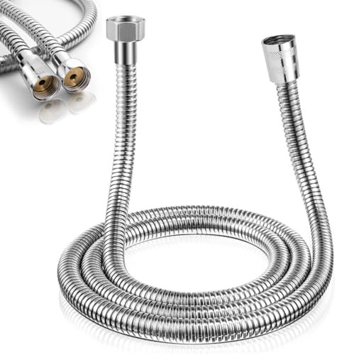 1.5M Flexo Ducha de Acero Inoxidable,Manguera De Ducha,Cable Ducha,Interfaz Universal Estándar (G1/2), Flexo de Ducha Flexible y Resistente a La Torsión, para La Mayoría de Los Accesorios de Ducha