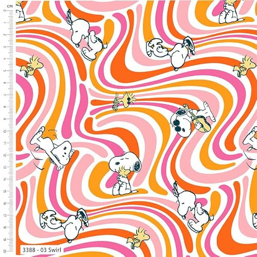 The Craft Cotton Co Swirl Groovin' Peanuts Baumwollstoff, 110 cm breit, 100 % Baumwolle, Kinder-Bastelstoff, Quilten, Nähen, Schneidern