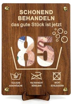 Giftota Witzige 85. Geburtstag Geldgeschenke Holz mit Geburtstagskarte, Geschenke zum 85 Geburtstag Mann Frau, 85. Geburtstag Geschenkverpackung