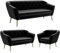 MEBLINI Mini Sofa Set 3-2-1 für Wohnzimmer - Mini Lounge für sechs Personen - Küchensofa - Sofa Klein - Sitzgarnitur - Polstergarnitur - Sofagarnituren - Gisela - 3+2+1 - Schwarz Samt