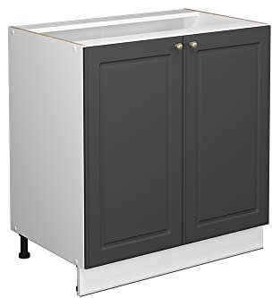 Vicco Armario bajo para Fregadero Fame-Line, Antracita-Oro/Blanco, 80 cm con Estante, ET Antracita