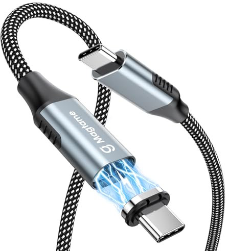 Magtame Câble magnétique USB c 100W, câble de charge magnétique 24 broches de 3,3 pieds, câble de transfert de données tressé, câble de charge rapide de type C