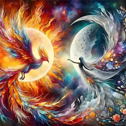 Phönix Frau Diamond Painting Set,5D DIY Diamant Painting Bilder Full Vierkant Kristall Stickerei Kreuzstich Kunsthandwerk Home Schlafzimmer Büro Wand Dekoration 40x40cm