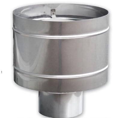 Comignolo a botte acciaio inox, antivento, fumaiolo stufa camino (DIAM. 220 mm, ATTACCO FEMMINA)