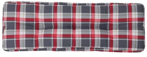 vidaXL Coussin de Palette Motif à Carreaux Rouge 120x40x12 cm Tissu