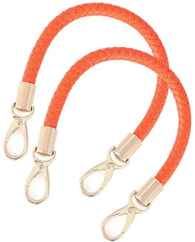 WANYI 2 Stück 40cm Taschenhenkel Leder Taschengurte zum Wechseln DIY Taschengriffe Schultergurt Taschenriemen Ersatzhenkel für Taschen Handtasche Geldbörse mit 2 Gold Karabinerhaken (Orange)