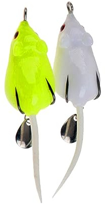 HONMEET 2 Pièces leurre appât Souris appât appâts à hélice Outil de pêche leurres à doré coulant kit de pêche leurre de Flottant Outils de Fournitures de Plastique Green