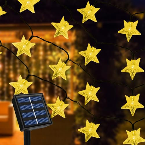 Ninonly Solar Lichterkette Aussen, 7m 50 LED Sterne Gartendeko für Draußen, 8 Modi Solarlichterkette Außen Wetterfest, Solarlampen Deko für Weihnachten Hochzeit Balkon