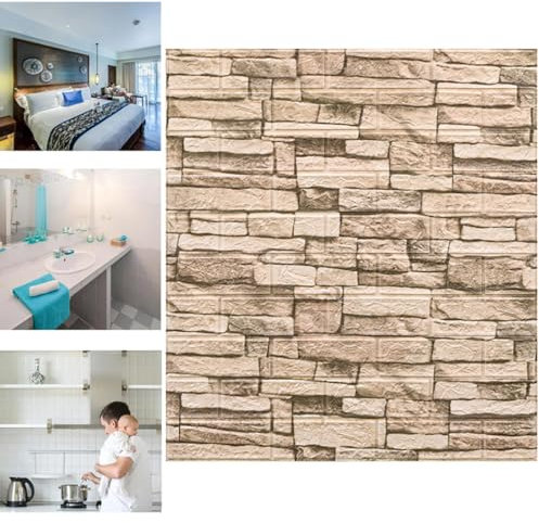 3D Brick Effect Polystyrene Ceiling Tiles and Wall Panels Lightweight and Durable Paneling for Living Room Children's Room and Laundry Room Easy to Clean Set of 10 Pieces