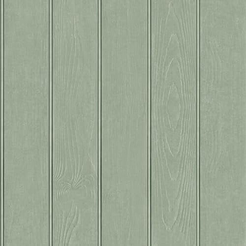 Beaded Wood Panel Sage Green Wallpaper - Modern Realistic Contemporary Trendy - Stylish Feature Wall