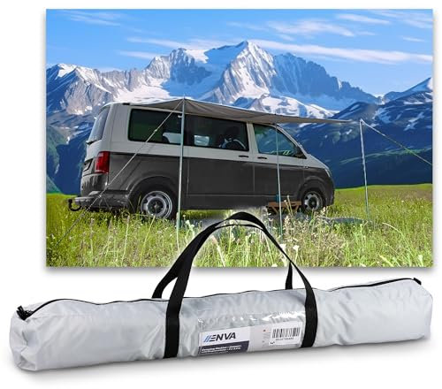 ENVA Auvent de camping 3x2,4 m protection contre le soleil et la pluie Sunblocker pour camping-car, caravane et campeur voile d'ombrage résistant à la déchirure en polyester 210D Oxford auvent avec bo