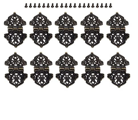 Closing door hinge, 10 piezas, bisagras decorativas for cajones, cajones, muebles, puertas, estilo vintage de casa de campo(Brown)