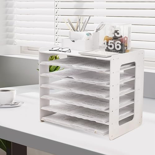 JVCOLSAR A3-Papier-Organizer für Büro- und Schulbedarf: Umweltfreundliches PVC, Großformatig, Weiß, Modern, Dokument, Brief, 44,5 x 39,65 x 30 cm, 7 Fächer, Werkzeuglos montierbar