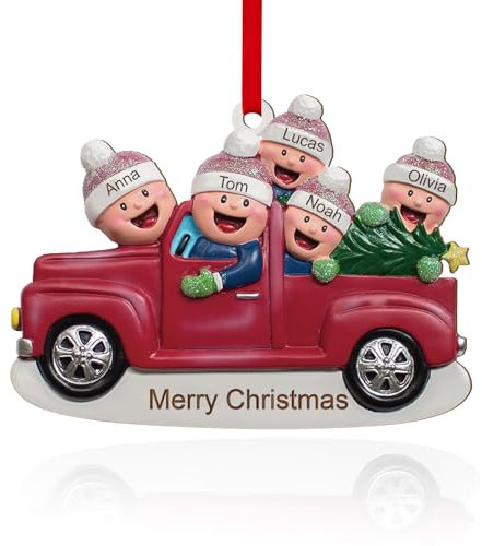 Addobbi Natalizi 2024 Personalizzati Decorazioni - Natale Ornamento in Legno per La Casa Albero Famiglia di 2-6 Persone Regali di Natale (Famiglia Di 5)