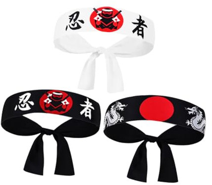 BESTonZON 3stücke Stirnband Japanisch Für Küche Und Sport Ninja-design in Karate-stil Robustes Material Für Cosplay Und Partys Geeignet Für Junge Mädchen Und Erwachsene
