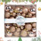 C-Rose Gold Shatterproof Christmas Tree Balls Ornaments - 44Pcs Hanging Bauble Pendant Decorations for Holiday Home Party Decoration
