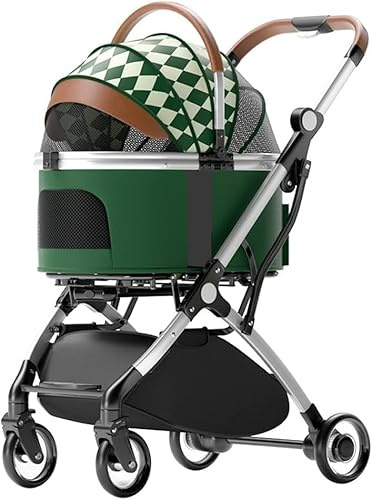 LZHUYE Hundekinderwagen, Hundebuggy für kleine und mittelgroße Hunde/2 Katzen – trennbarer Katzenbuggy-Trolley mit Regenschutz – Reisetransportwagen mit Aluminiumhalterung – praktischer und Komfort