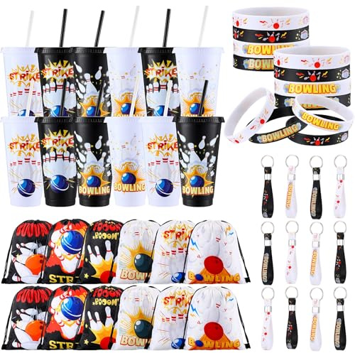 RimCereal Bowling-Partygeschenke, 680 ml, Trinkbecher, Tasche, Armband