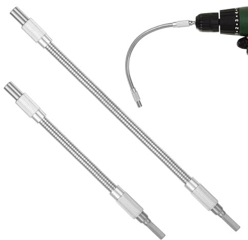 JJUNW 2 Stück Flexibel Bithalter, Flexibel Welle Verlängerung für Bohrmaschine Bohrerverlaengerung Standard 1/4 Hex-Shank Bohrerverlängerung für Elektrowerkzeuge in Engen Räumen (20cm & 30cm)