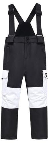 Topassion Skihose Damen Warme Winterhose Wasserdicht Winter Latzhose Herren Hosenträger Snowboardhose für Erwachsene/Kinder Schneehose Skibekleidung Outdoorhose Thermo Snowboard Hose(Black,3 Jahre)
