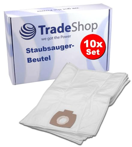 Trade-Shop Lot de 10 sacs d'aspirateur en non-tissé compatibles avec Metabo ASA 25 L PC, ASA 30 L PC Inox remplace 630296000 - Volume 30 l