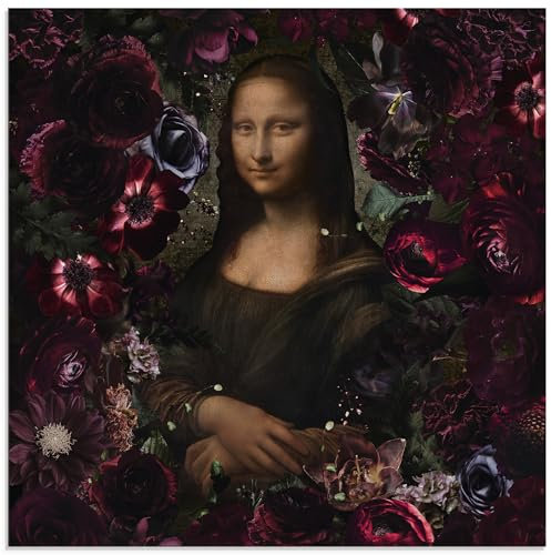 ARTland Wanddeko Glasbilder Wandbild Glas Bild 50x50 cm Blumen Rosen Gemälde Porträt Mona Lisa Renaissance U5KK