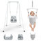 MINENICE Columpio para bebé 4 en 1, juego de columpio infantil con asiento, soporte de metal plegable para jugar en interiores y exteriores (blanco)