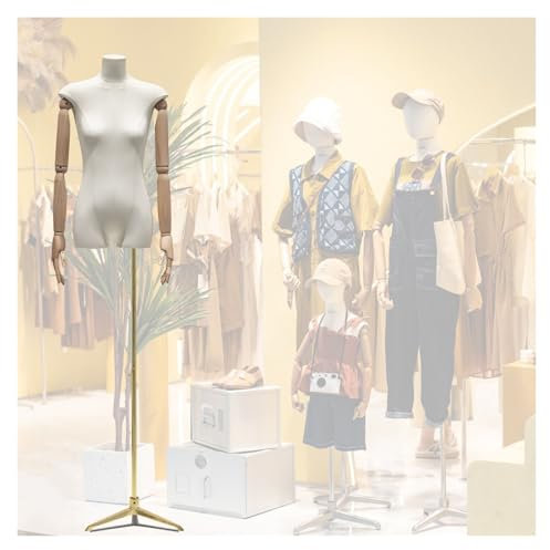 EPYBJYWQ Schneiderpuppe Schaufensterpuppe Damenbüste Weiblich, Höhe Verstellbar 52-71 Zoll Schneiderbüste mit Massivholzarm for Kleid Schmuck Display(A)