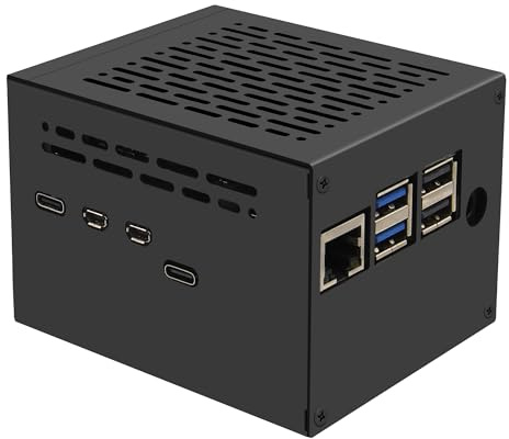 Geekworm X1205-C1 Metal Case for Raspberry Pi 5 and X1205 UPS | Support Active Cooler, Support Top PCIe to M.2 NVMe SSD HAT X1001/X1003/X1004/X1015/X1000