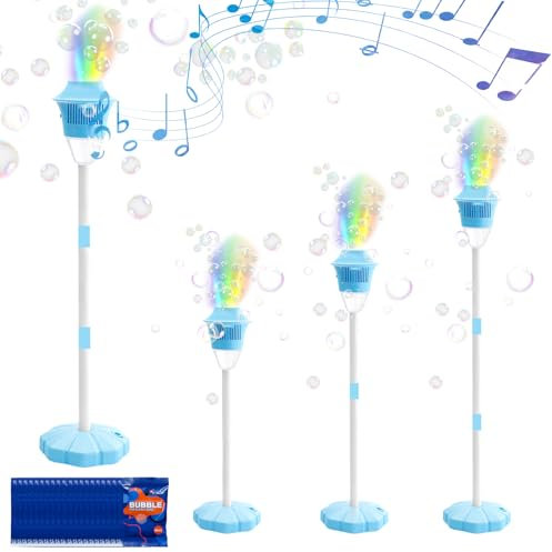 RoserRose Seifenblasenmaschine, Luftblasen Maschine, Seifenblasen Maschine Kinder mit LED-Lichtern & Abschaltbarem Sound, Bubble Machine für Hochzeiten, Partys, Outdoor + 20 x Seifenblasenflüssigkeit