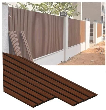 LVLDAWA Panneaux Muraux en Lattes De Bois, Panneau Mural Intérieur 3D Cannelé Absorbant Le Bruit, Clôture De Terrasse en Composite Bois-Plastique, pour Jardin, Studio(20X80CM-10PCS)