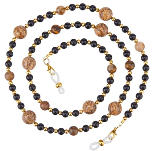 SUPERFINDINGS Chaîne de Lunettes en Cristal Perles Œil de Tigre Support de Cordon de Lunettes avec Fermoir Mousqueton Sangle de Lunettes Chaînes de Lunettes de Soleil pour Femmes Filles et Hommes