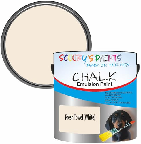 Scooby's Paints Chalk Emulsion Paint, Water-Based, No Primer Required, 250ml, For Walls and Furniture (Fresh Towel (White))