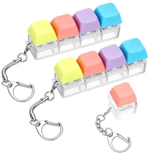 Qianyu 3 Stück Tastatur Fidget Dekompressions Schlüsselanhänger zur Stressbewältigung Bunter Tastenkappe Lautes Sensorisches Tastatur-Klicker Schlüsselanhänger für Erwachsene