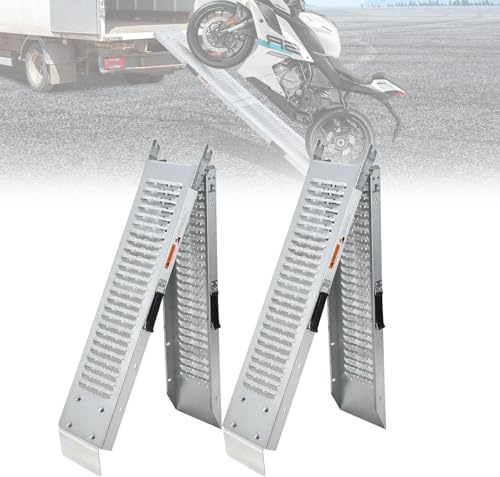 Vkechh Auffahrrampe Klappbar 2er Set, 400 kg Tragkraft, 190×22,5×4,5 cm, Auffahrrampe PKW & Auto Rampe für Anhänger, Laderampe für Motorrad, Rasenmäher & Rollstuhl
