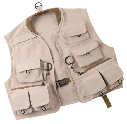 JUYAXIN Gilet de pêche à la mouche pour enfants, gilet d'extérieur multi-poches pour pêche à la truite, accessoires de pêche à la truite, gilet de pêche multifonction en coton