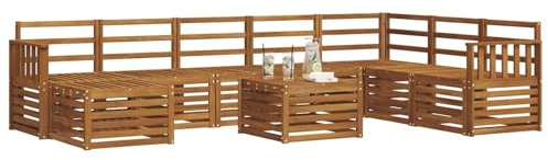 vidaXL Sofagarnituren Natur Massivholz Akazie, Modernes Outdoor-Sofa Set, langlebige Sitzmöbel für Garten, Terrasse, Lounge und gemütliches Wohnen