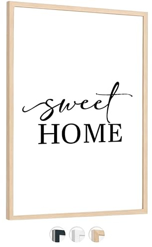 edihome, Marco 40x60 cm de Madera con Lámina Acrílica – Marco de Fotos para Póster, Diploma, Título y Certificados – Horizontal o Vertical (Madera)