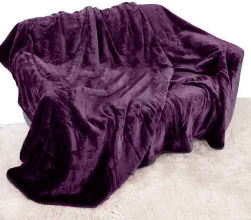 Violett Aubergine Nerz Luxus weichem Plüsch groß (150 cm x 200 cm; geeignet für Doppelbett oder 2-Sitzer-Sofa) Sofa Bettläufer Tagesdecke Decke von Qualität Bettwäsche und Handtücher