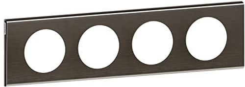 LEGRAND | Plaque 4 Postes, Collection Céliane, Finition Black Nickel, Montage Horizontal Ou Vertical, Système De Rattrapage Des Défauts Du Mur